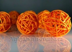 Ratanová koule 6cm oranžová