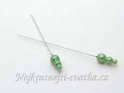 Špendlík 3 perly hráškově zelený