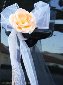 Svatební mašle na auta Lososová růže