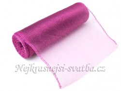 Svatební organza - fialová metalická 15cm obšitá