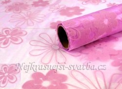 Svatební organza - fialová s lučními květy