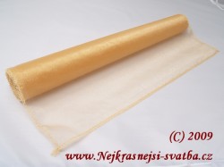 Svatební organza - šampáň lesklá