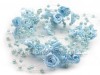Růžičky a perličky na silikonu modré