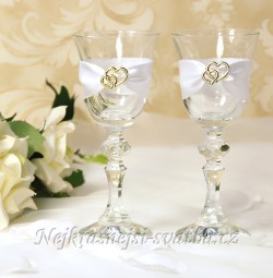 Likérové svatební skleničky Dvě srdce