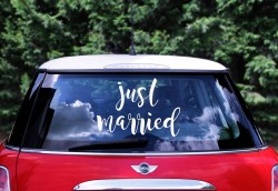 Nálepka na auto Just married