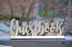 Nápis Guest book přírodní půjčovna 