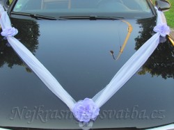 Svatební dekorace šerpa na auto Fialová růže