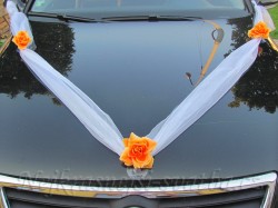Svatební dekorace šerpa na auto Oranžová růže