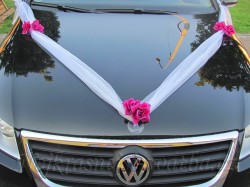 Svatební dekorace šerpa na auto Purpurová růže