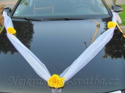 Svatební dekorace šerpa na auto Žlutá růže