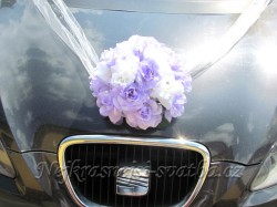 Svatební dekorace na auto rondo lila půjčovna