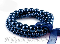 Svatební náramek Perla s mašlí dark blue