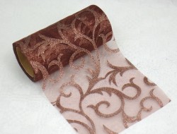 Svatební organza - curly čokoládová 12cm