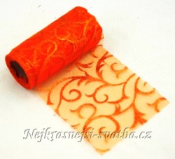 Svatební organza - curly orange 12cm