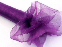 Svatební organza - plum třpytka