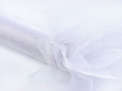 Svatební organza -  white třpytka