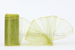 Svatební organza - zelená hrášková 12cm