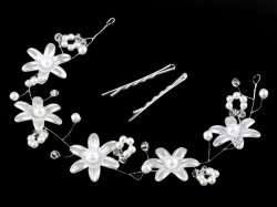 Svatební pásek Perlový květ bílý