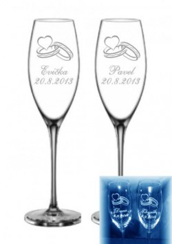 Svatební skleničky Prsteny pískované