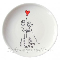 Svatební talíř novomanželé s balónkem