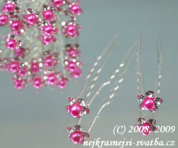 Svatební vlásenka perlička pink