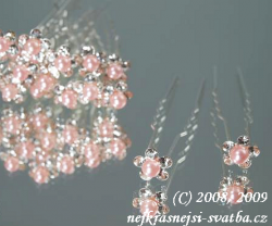 Svatební vlásenka perlička růžová