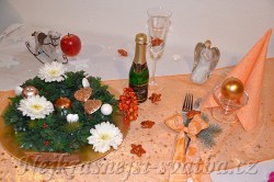 Vánoční výzdoba stolu pro 4 osoby  oranžová bronz