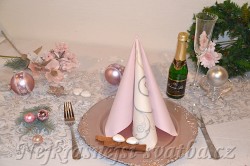 Vánoční výzdoba stolu pro 4 osoby  stříbrno růžová