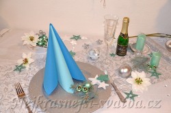 Vánoční výzdoba stolu pro 4 osoby  tyrkysovo mint
