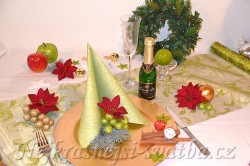Vánoční výzdoba stolu pro 4 osoby  zelená