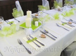 Výzdoba svatební tabule pro 20 hostů, zelená limetka