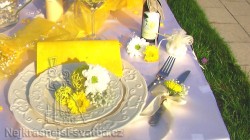 Výzdoba svatební tabule pro 20 hostů, žlutá