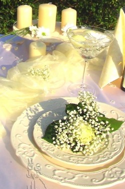 Výzdoba svatební tabule pro 40 hostů, champagne
