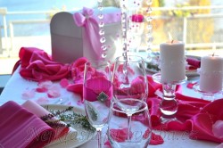 Výzdoba svatební tabule pro 40 hostů,pink saténová